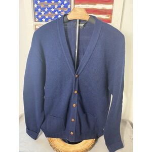 Vintage Jantzen Navy‎ Blue Pockets Knit Cardigan Cobain USA Size Large